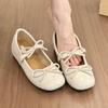 Gray's sweet girl retro woolen round head bow Mary Jane shoes women's autumn height-increasing short boots