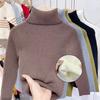 Kids Autumn Winter Thickened Fleece Lined High Neck Knit Sweater Warm Base Layer Top For Toddlers And Children