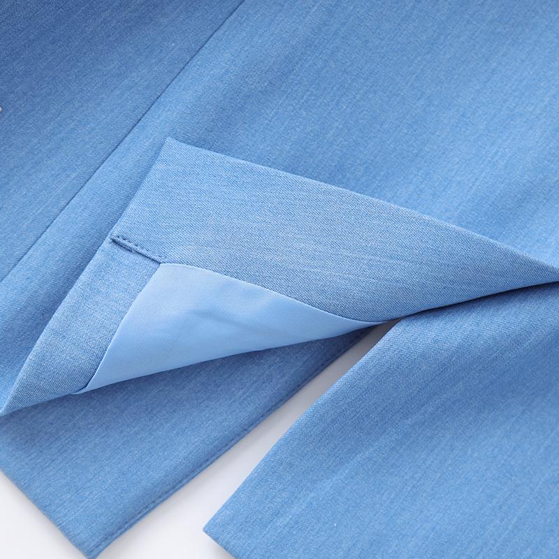 European & American Style V-Neck Blue Suit: Slimming, Flattering, Luxurious Nail Drill Jacket for Stage Performance & Parties