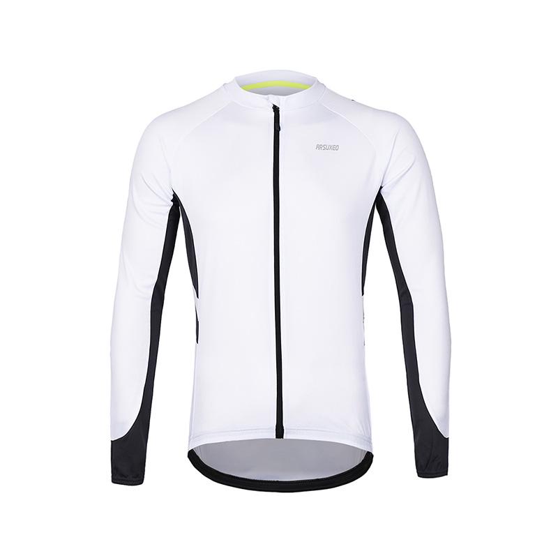 ARSUXEO Mens Long Sleeve Cycling Jersey MTB Bike Full Zipper Shirt