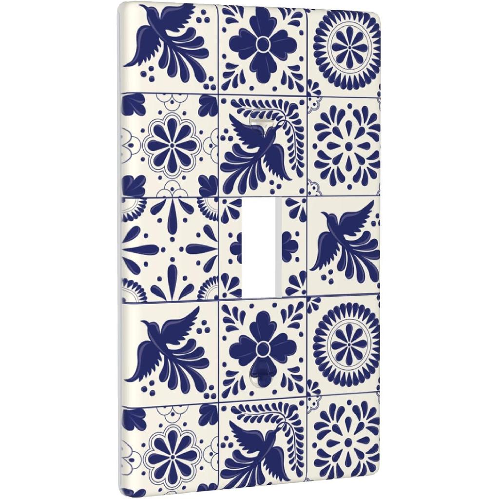 Mexican Talavera Tile Light Switch Cover 1-Gang,Single Toggle Decorative Switch Wall Plate Cover Faceplate,4.50" X 2.76"inch