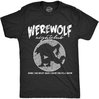 Mens Werewolf Nightclub T Shirt Funny Spooky Halloween Party Joke Tee for Guys
