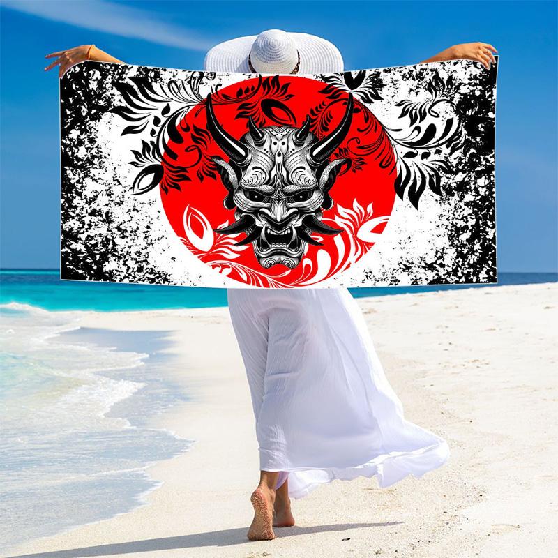 Samurai Print Beach Towel, Large Soft Quick Dry Towel for Beach Camping Swimming