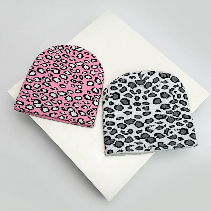 Blendted Cashmere Knitted Woolen Speckles Leopard Winter Autumn Fall Hats Personal Warm Retro Beanies Versatile Hip Hop Urban Street Style Trendy