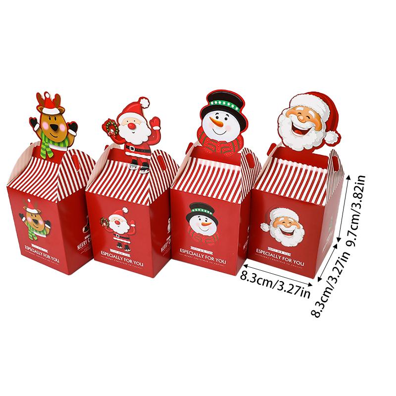 4pcs Christmas Candy Gift Box Chocolate Cookie Apple Packaging Box Santa Claus Bags Christmas Decorations for Home New Year 2025