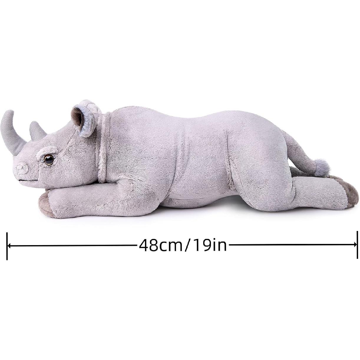 FRANKIEZHOU Lifelike Rhino Stuffed Animal-19in Grey, Realistic Hippopotamus Stuffed Animal,Simulation Soft Hippopotamus Gifts,Girl Toys
