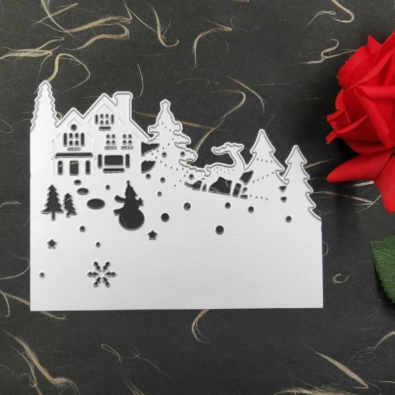 Weihnachtshaus Baum Schneemann Weihnachtsmann Stanzform Prägeschablone Form für DIY Kunst Handwerk Karte Dekor