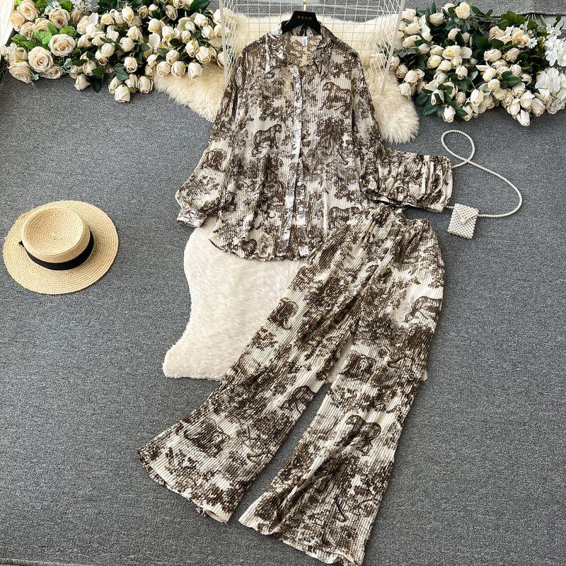 

Dopamine Spring and Summer Pleated Drape Fashion Suit Green One size