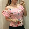 Floral Print Women Cold Shoulder Tops Summer Beach Tank Tops Vest Shirt Blouses