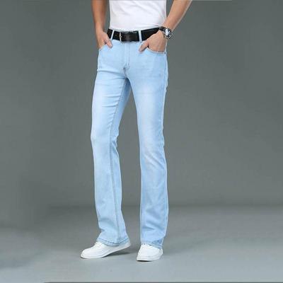 Pantalones vaqueros acampanados ajustados y elásticos para hombre, con corte de bota y pierna acampanada, vaqueros clásicos de diseñador para hombre
