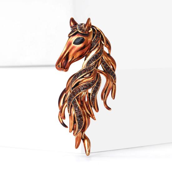 Horse Brooch Sparkling Rhinestones Inlaid Enamel Brooch Pin Clothes Hats Bags Badge Fashionable Accessory