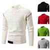 Mens Color Block Crew Neck Knit Sweater Fashion Long Sleeve Casual Pullover Top