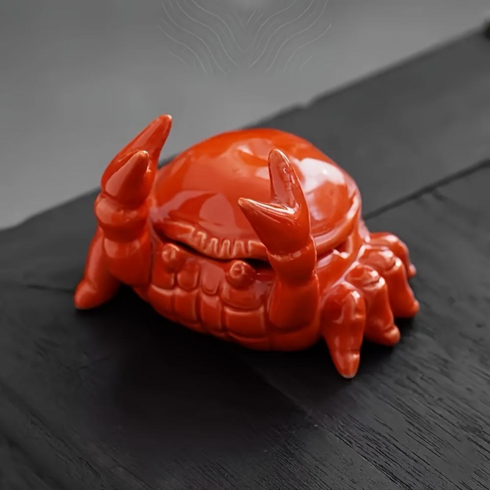 1 PC Cute Crab Ashtray Outdoor Ashtray with Lid Fly Proof Ashtray Ceramic Ashtray Home Office Patio Decoration