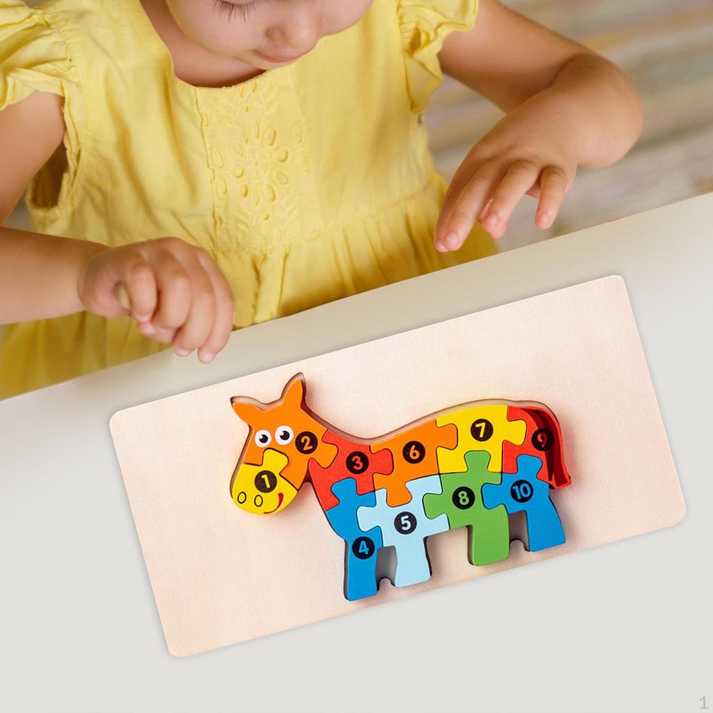 for Toddlers, Montessori Toys, Animal Shaped Wooden Puzzle