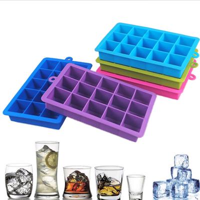 Mould Home Kitchen Tray 15 Grids Silicone Food Grade Safe Ice Cube Mold Drinking DIY Large Homemade Maker Square  Unique