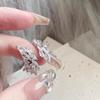 Elegant Korean Style Vintage Rhinestone Ring For Women Adjustable Open Finger Jewelry
