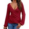 Women's Solid Color Long Sleeve Slim Top Sexy Casual Collar Shirt Top