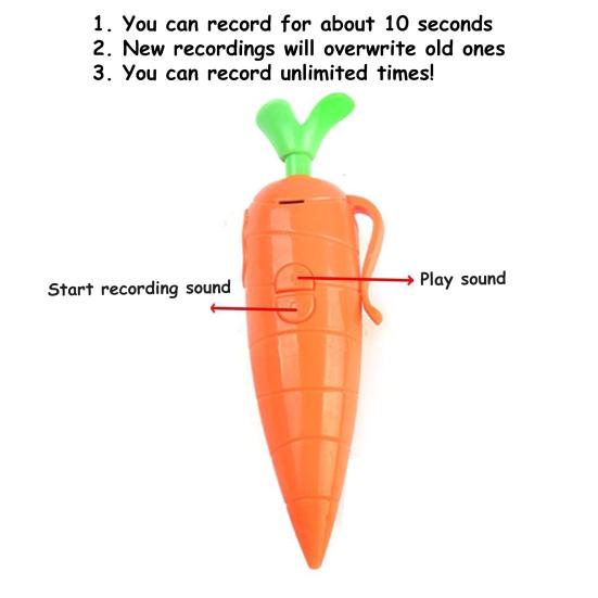Stylo Enregistreur Forme Carotte Stylo Mignon Design Animé avec Fonction Lecture Enregistreur Vocal Portable pour Étudiants Enfants Cadeau Amusant pour Prendre des Notes