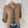 European And American Spring And Summer Solid Color V Neck Bag Ladies Blouse Loose Casual Large Size Shirt