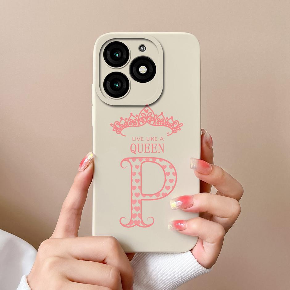 For Tecno Itel A70 Case Luxury Crown Letter Pattern Liquid Silicone Back Cover For ItelA70 A 70 New Design Advanced Sense Shell