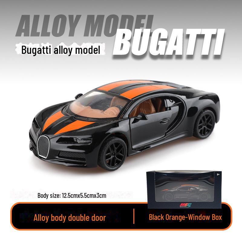 

1:36 игрушечная модель автомобиля Bugatti с выдвижным механизмом из сплава и коробкой-окошком - детское украшение