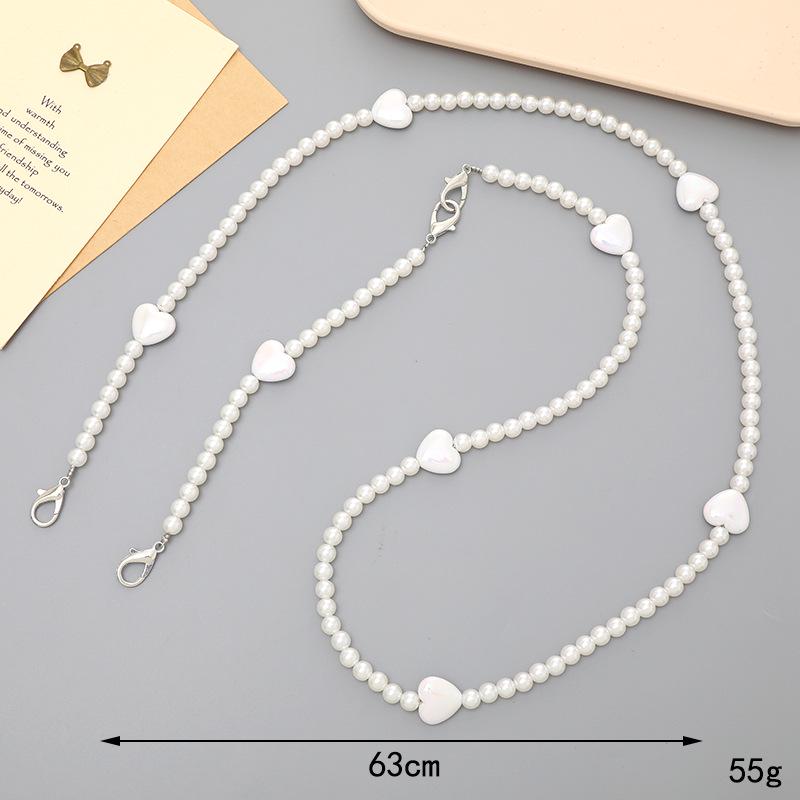 Handmade Pearl Crossbody Phone Case Lanyard with Beaded Charm