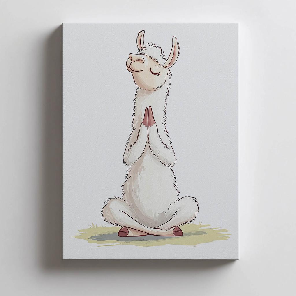 Llama In Meditation - Decorative Poster Llama In Meditation - Decorative Poster, 50X70 Cm, Gold Aluminum Frame, 230 Gsm Matte Paper