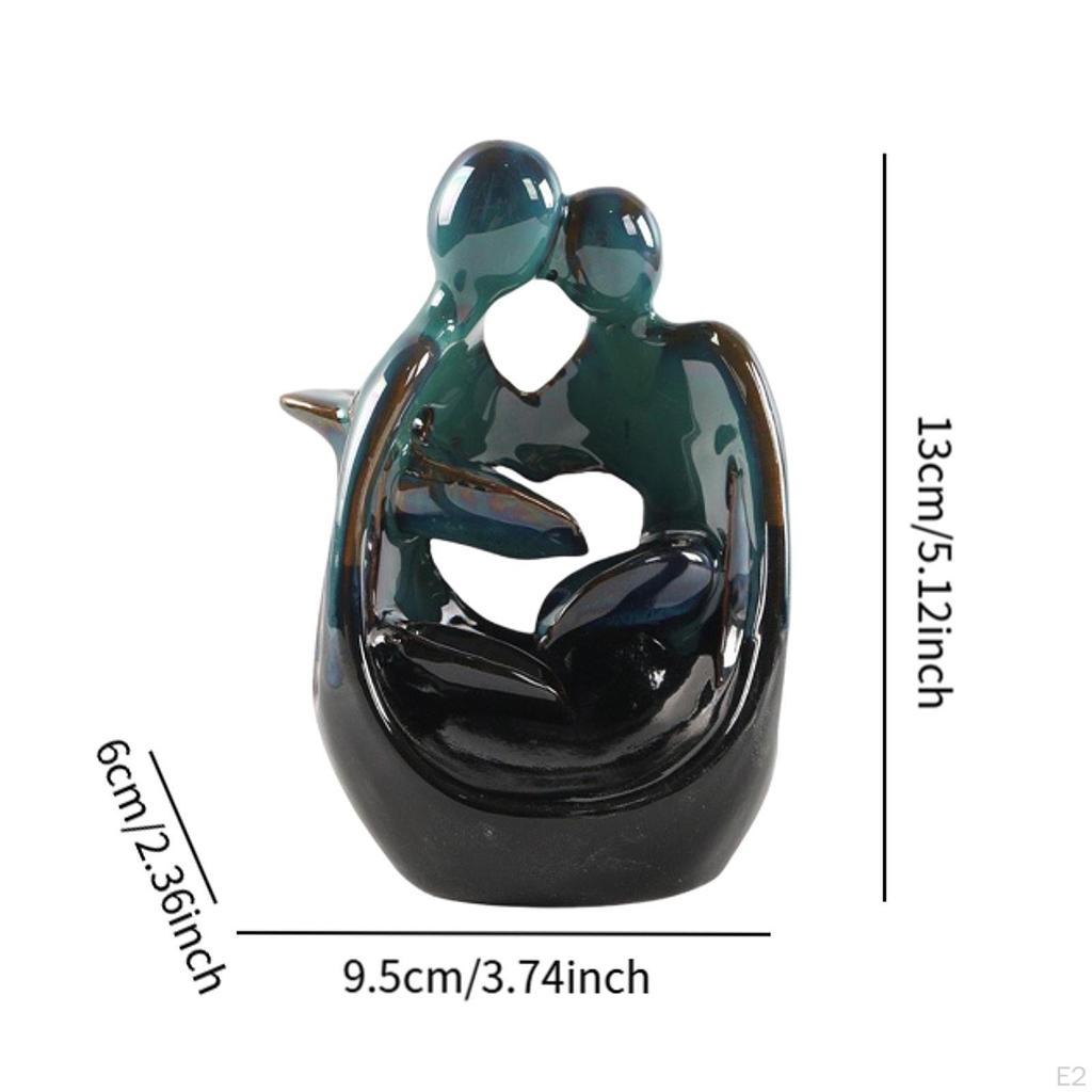 Backflow Incense Burner Waterfall Decoration Art Craft Ceramic Holder Abstract Couple Design