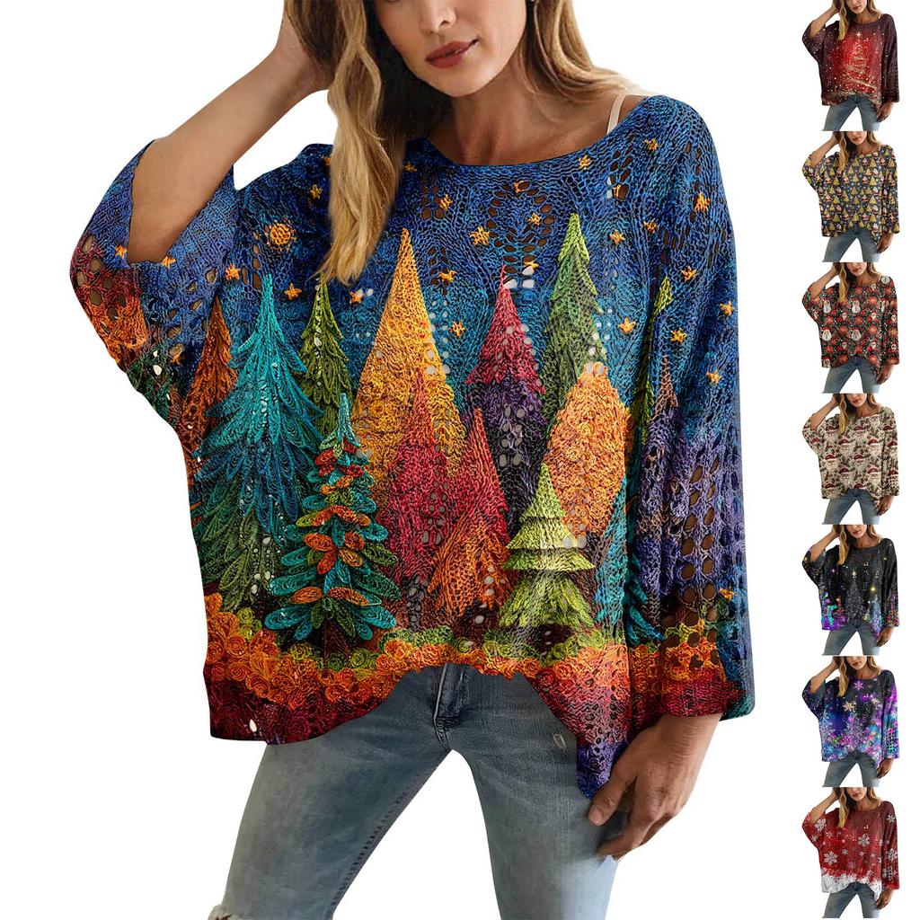 Christmas Crochet Sweater For Women, Christmas Knitted Pullover, Christmas Cozy Fall And Winter Sweater