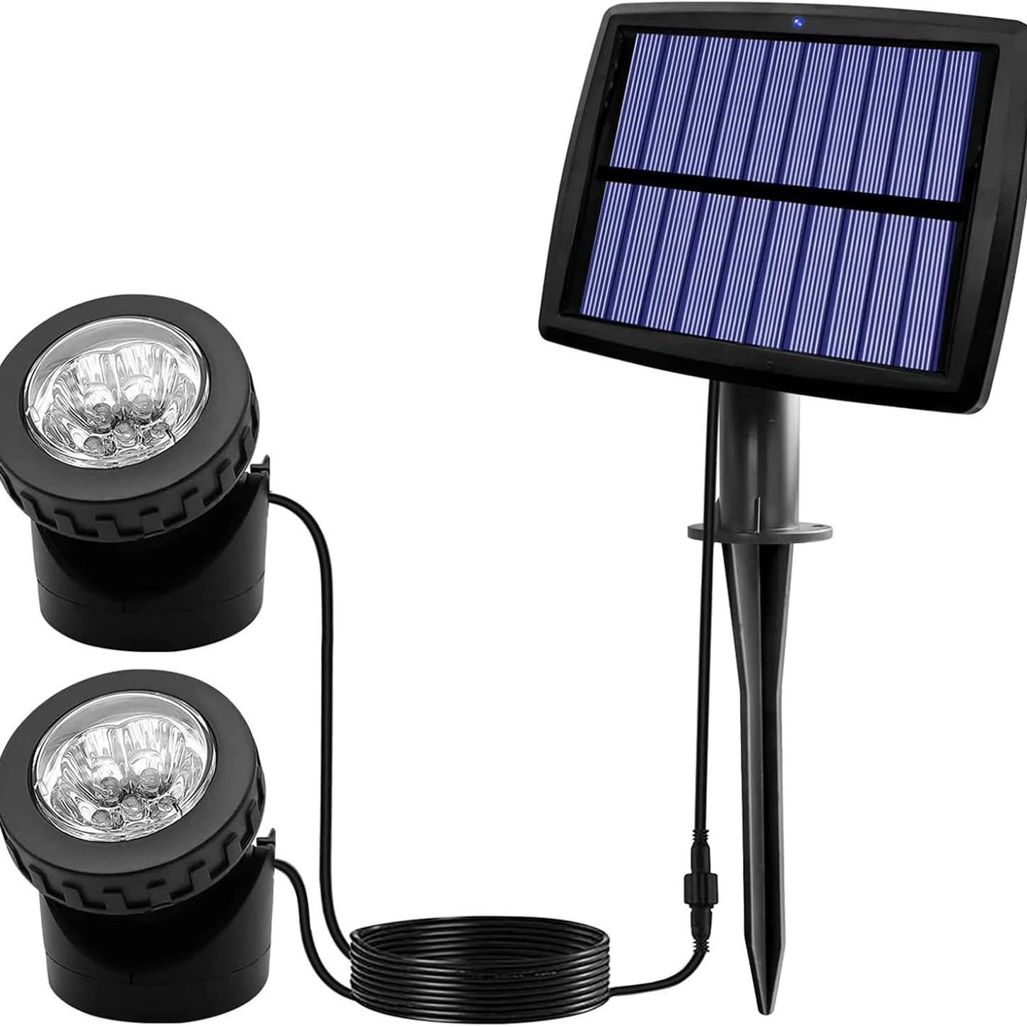 

Уличный солнечный прожектор для сада и бассейна: Ландшафтный атмосферный свет для двора и подводных прудов 1 Light, White, Small Solar Panel