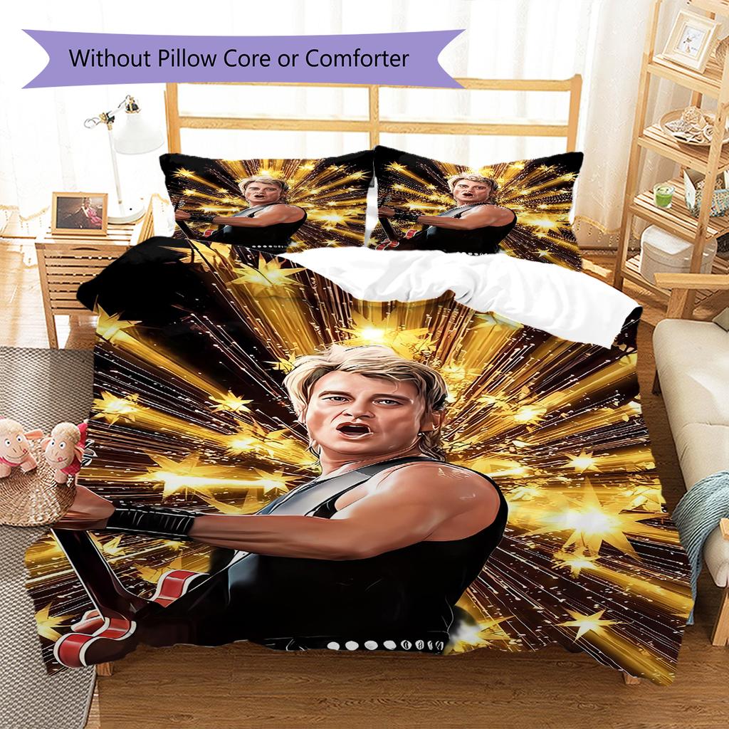 Johnny Hallyday Pattern Bedding,Quilt Set Quilt Cover Pillowcase Home Birthday Gift (1 * duvet cover + 2 * pillowcase, without core)