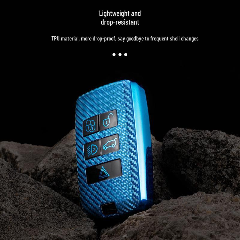 2022 Range Rover TPU Black Rubber Carbon Fiber Key Case