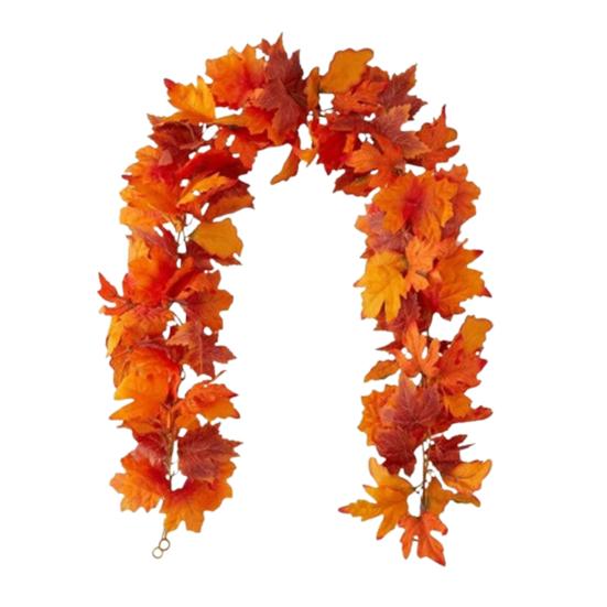 170CM Fall Maple Leaf Garland Indoor Outdoor Hanging Artificial Leaves Plants Vine Rattan Halloween Autumn Mantle Fireplace Porch Decoration