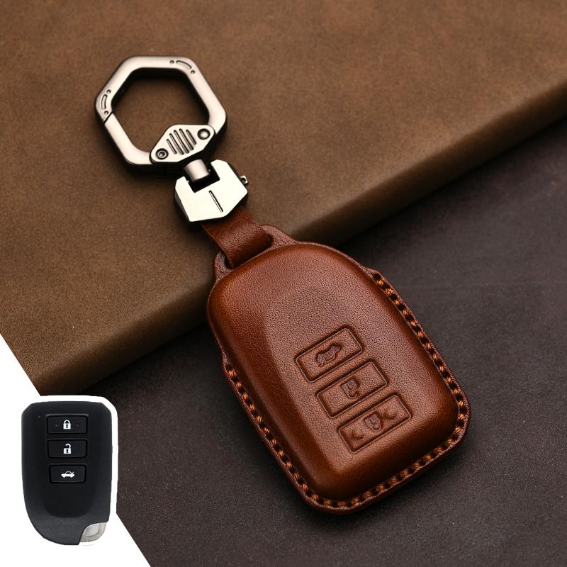 Genuine Leather Protector for Toyota Key Cover Old Prado Land Cruiser Prius Reiz Camry Crown Key Case Cover Fob