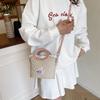 Sweet Bow Portable Bucket Bag New Fashion Literary Lace Edge Contrasting Color Versatile Shoulder Messenger Bag