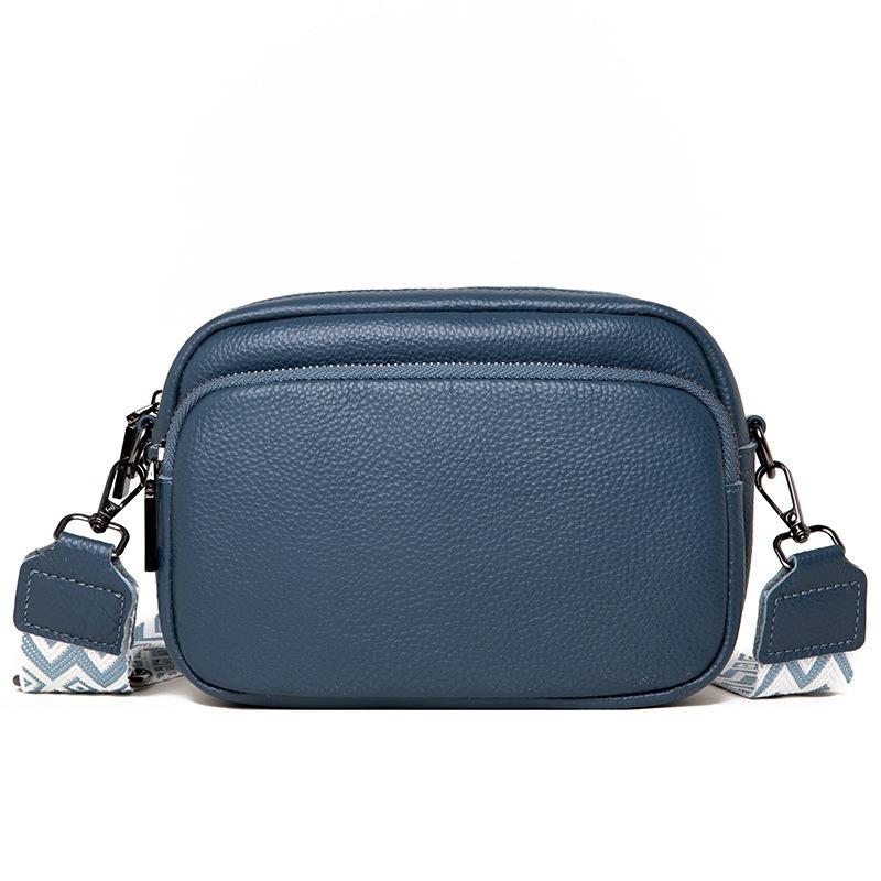 DENK Leather Women's Bag New Trendy Fashion Niche Shoulder Messenger Bag First Layer Cowhide Small Square Bag
