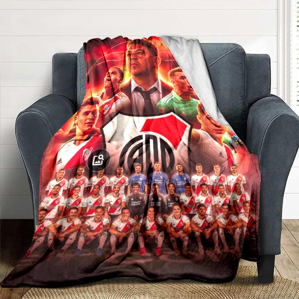 Red Tone Football Team Squad Coach Collage Print Flannel Throw Blanket, Soft Warm Cozy Bed Sofa Cover for Sports Fan