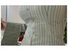 Women's Slim-Fit Green Striped Polo Collar Long-Sleeved Shirt
