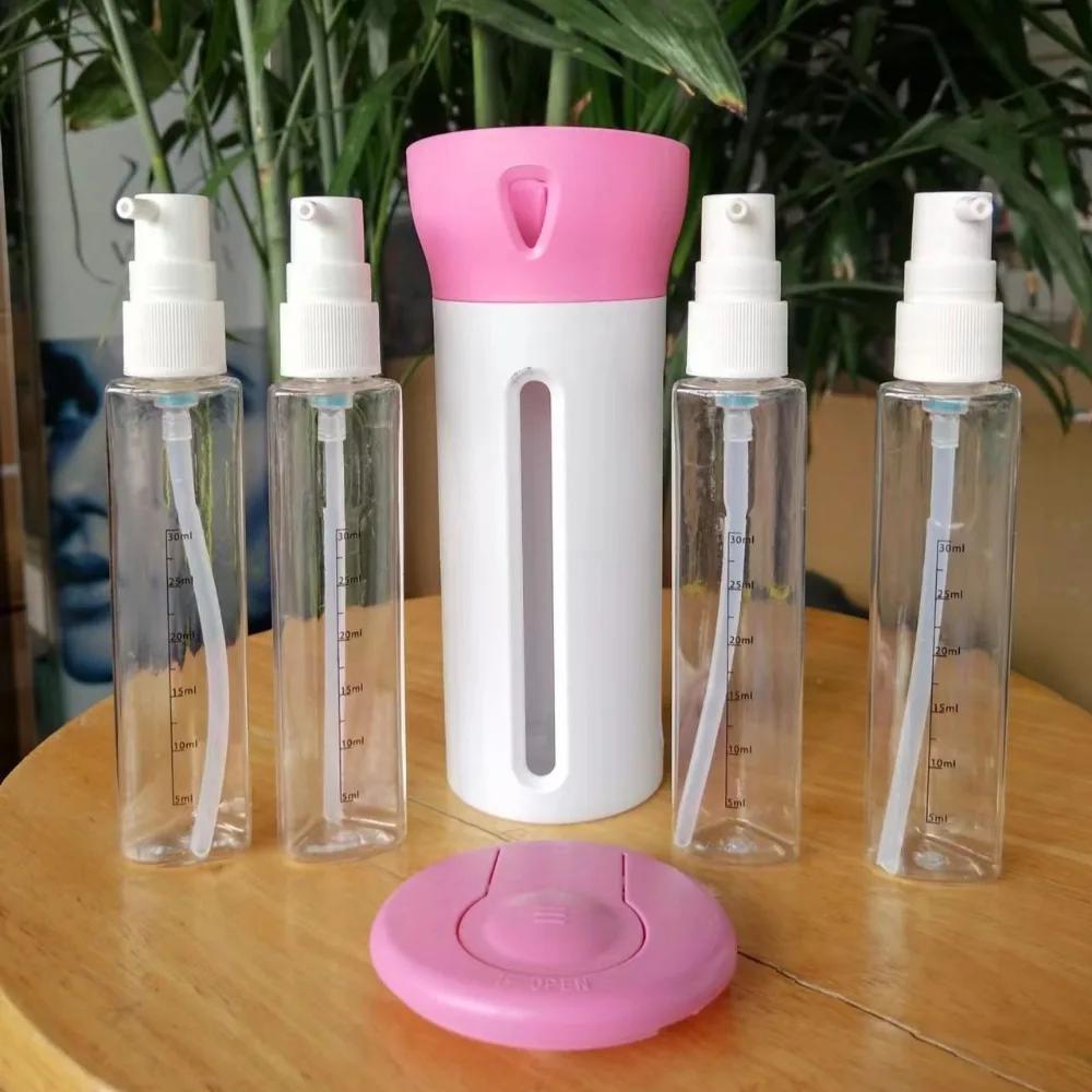 4 in 1 40ml Portable Travel Liquid Dispenser Bottle Empty Sub-bottle Press Container Bottles Perfume Shampoo Conditioner Lotion