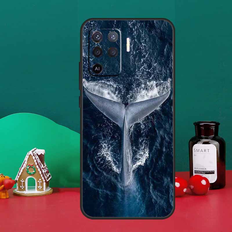 Cute Ocean Whale Fish Case For Oppo A98 A78 A58 A38 A18 A54 A74 A94 A80 A60 A40 A96 A76 A16 A15 A17 A57 A5 A6 Pro