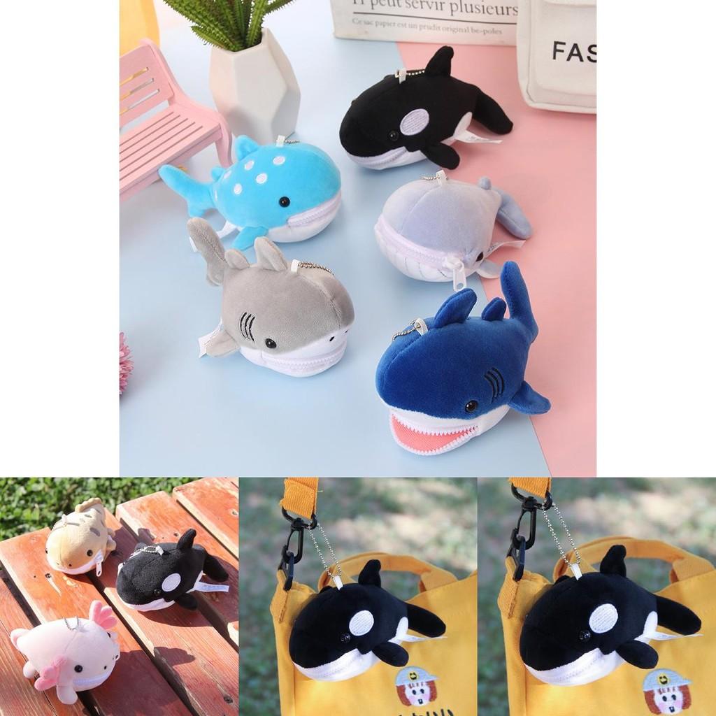 Cute Shark Blue Whale Orcinus Orca Plush Doll Pendant Wallet For Kids And Collectors