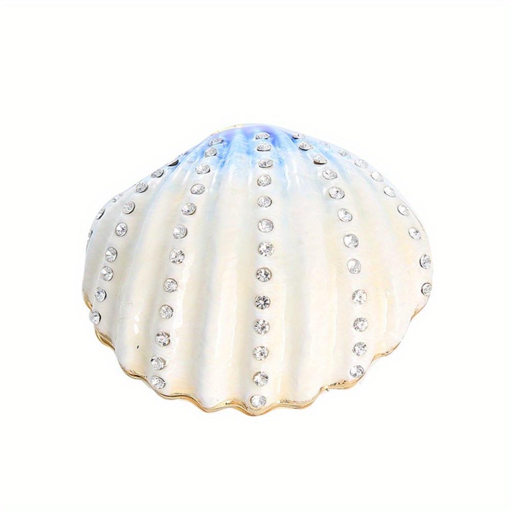 Crystal Shell Metal Craft Jewelry Box, 1PC Trinket Box Necklace Earring Bead Box Small Wedding Decor Party Favor Gift