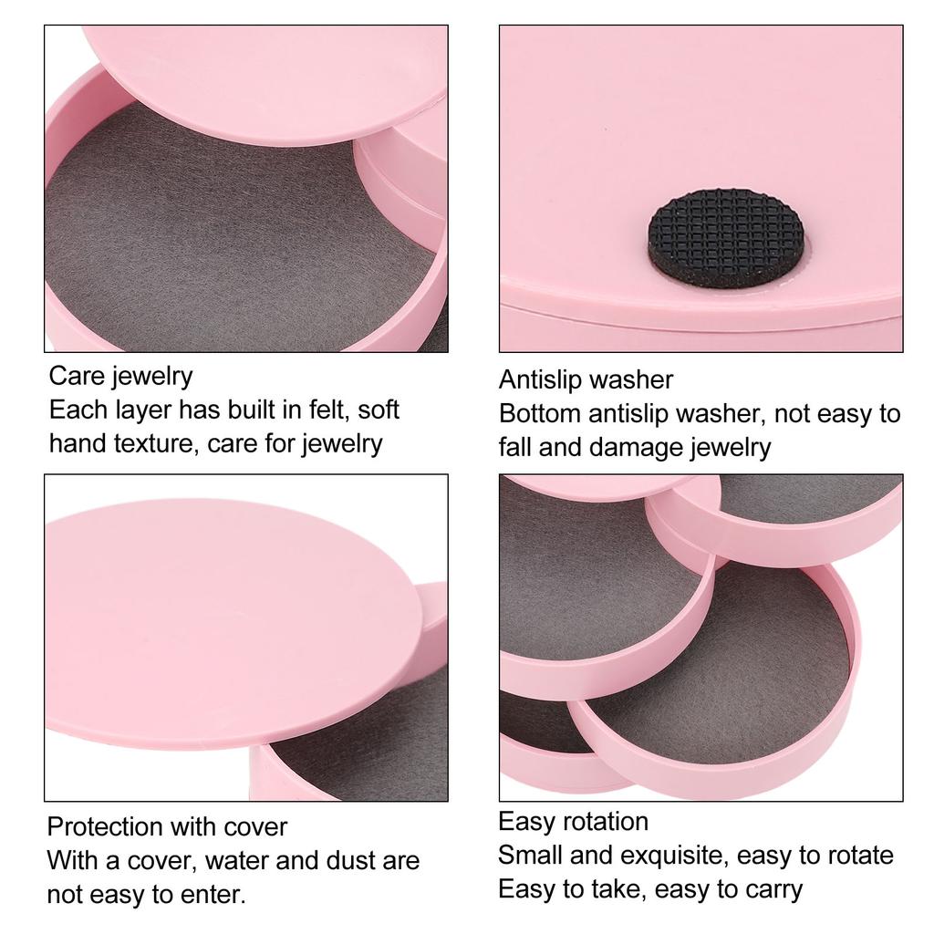 Rotatable Jewelry   4 Layers 360 Degree Rotation Dustproof Round Jewelry Box with Lid for   Household