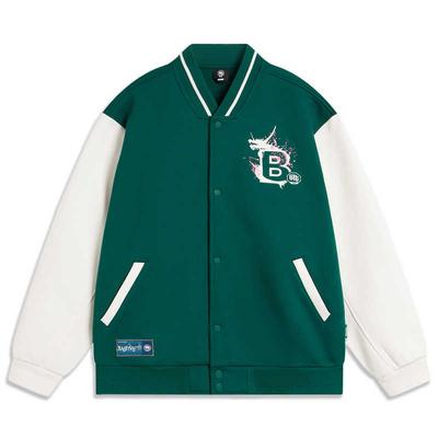 Li Ning Basketball Series Bad Five Letter Splicing Single-Breasted Comfortable Breathable Versatile Fleece Loose Baseball Jacket Men Jackets AFDU307-3