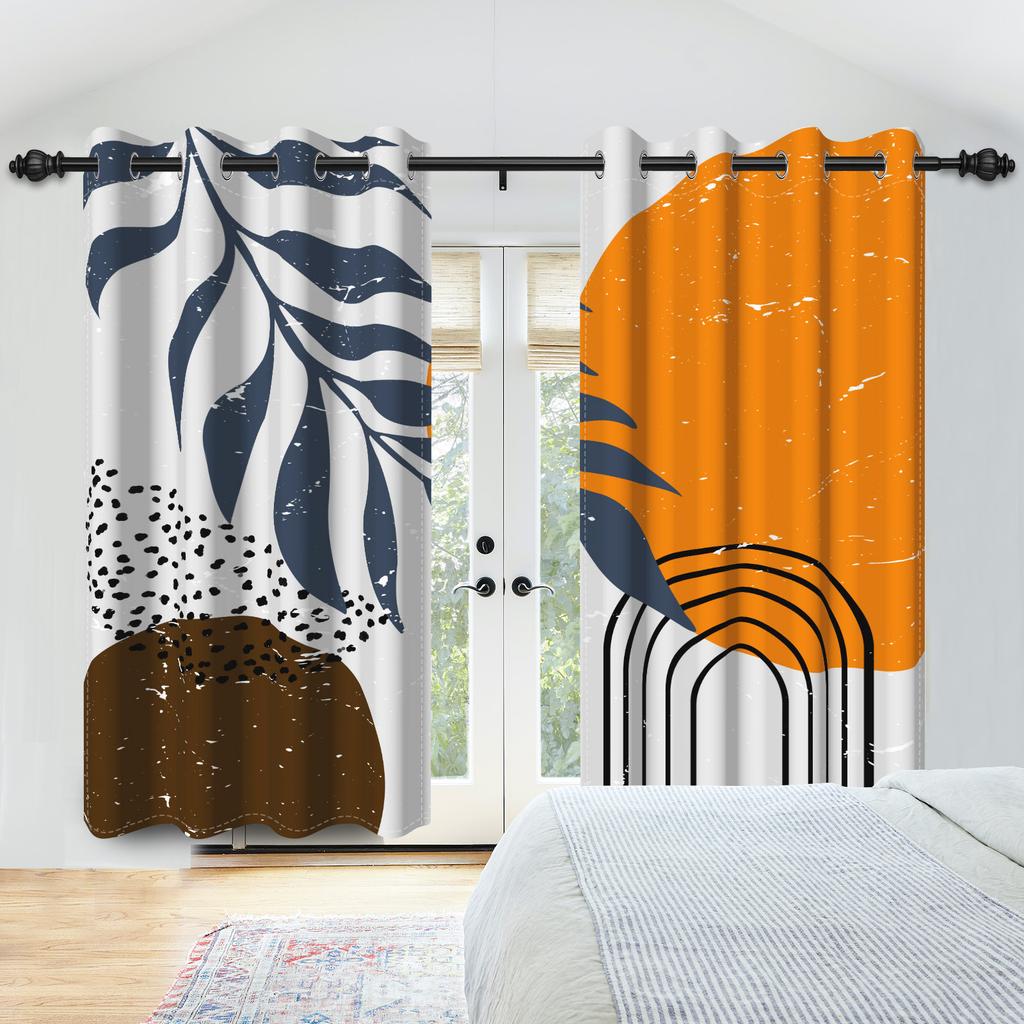 Boho Tropisches Blattmuster Vorhänge Erdtöne Palmenblatt Bedruckte Vorhänge Für Wohnzimmer Schlafzimmer Küche Verdunkelnde Fensterbehänge