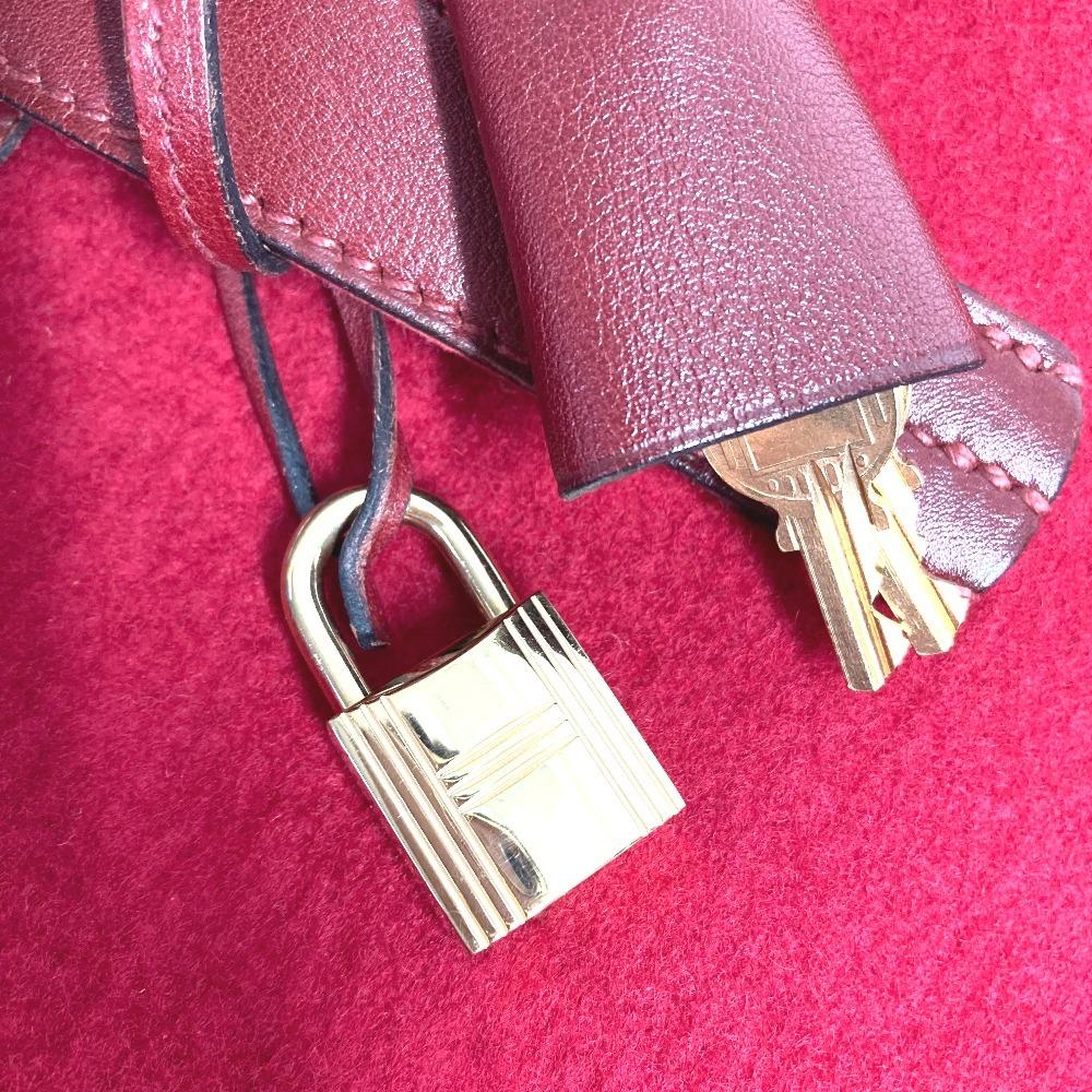 HERMES H punching logo Hood Travel bag Hand Bag Duffle Bag felt / Leather Red