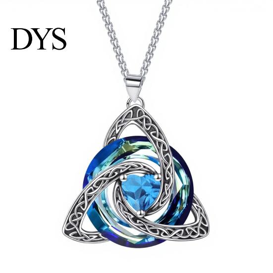 Personalisierte Geburtstagsgeschenke Keltische Knoten Geburtsstein Halskette für Damen, Zirkonia Anhänger Halskette, Irischer Schmuck, Für Sie Ehefrau Freundin Mutter March gray