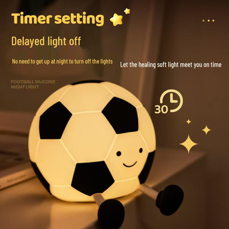 Football Silicone Night Light: Sleep Aid & Mood Lamp for Boys, Timed & Gift-Ready