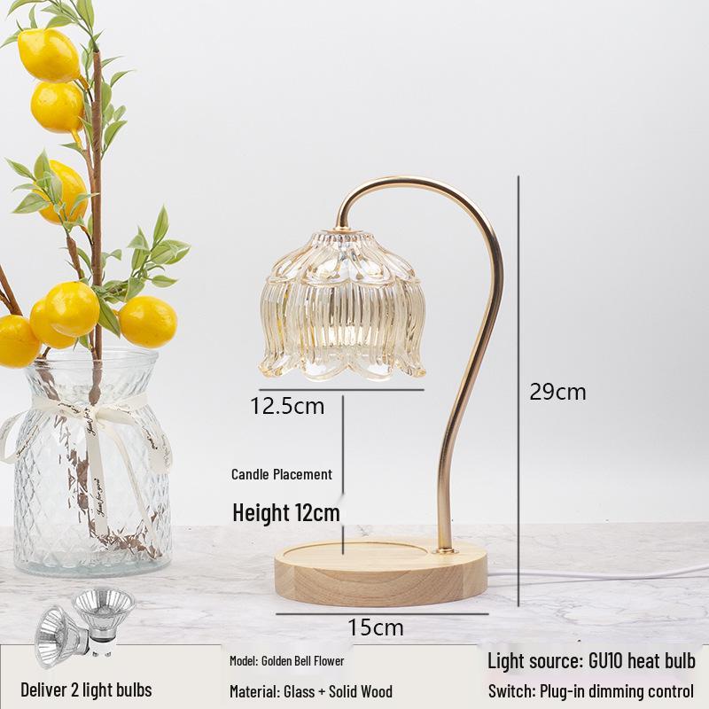 Luxury Glass Aroma Wax Melt Lamp - Fragrance Candle Light for Bedroom, Bedside Table, or Desk. Ideal Decorative Gift.