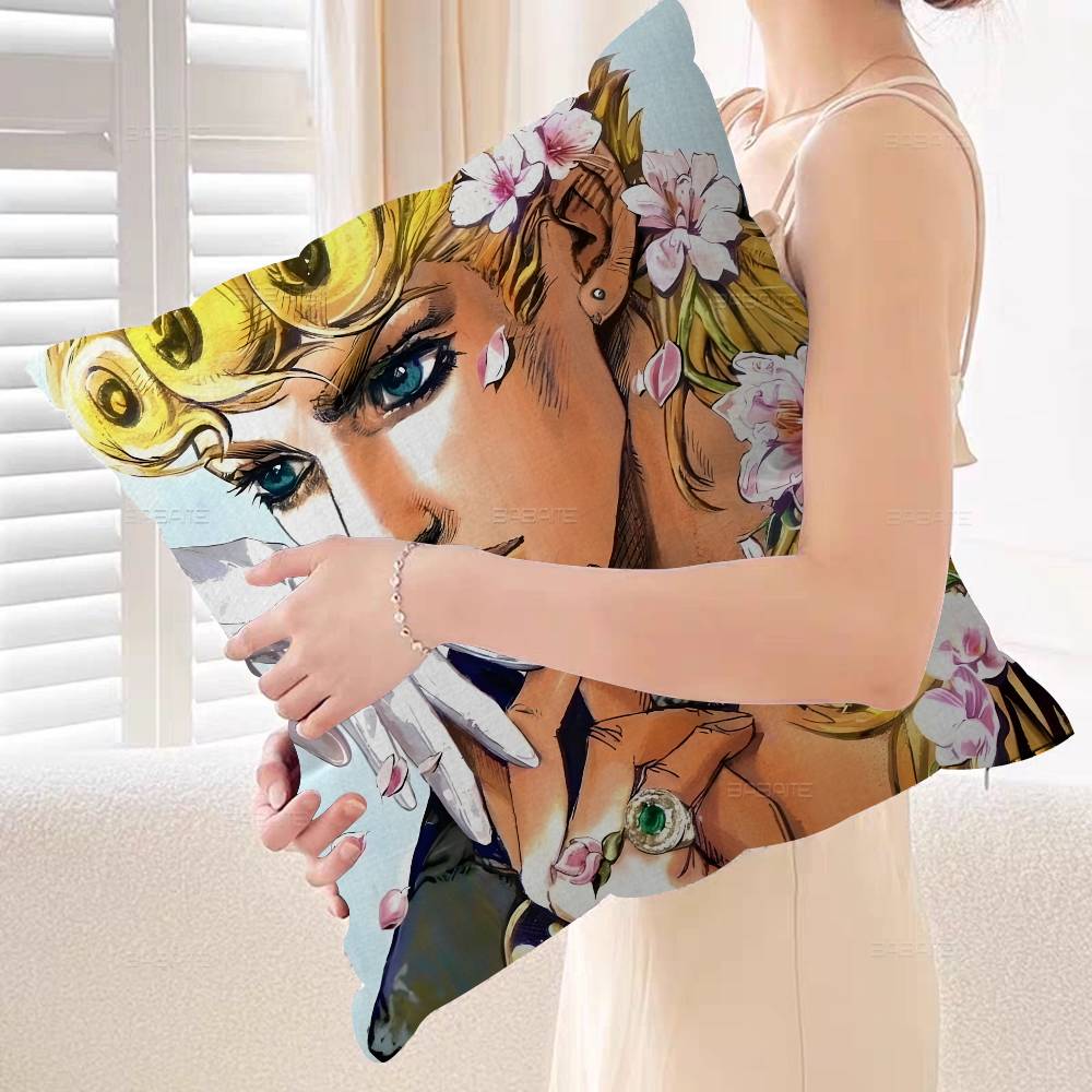 JOJO Retro Kraft Paper Anime Cushion Cover Inches Farmhouse Decor Home Throw Pillow Covers for Couch Decorations